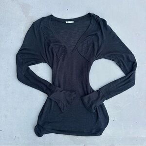 Free People Black Long Sleeve Top